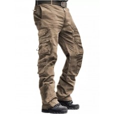 Men's Outdoor Vintage Washed Cotton Washed Multi-pocket Tactical Pants multi-pocket cargo pants straight pants trousers work pants khaki green