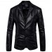 Men's Faux Leather Jacket Professional Winter Regular Coat Shirt Collar Jacket Long Sleeve Solid Colored Black Brown