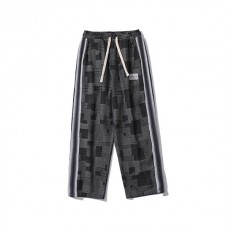 kozsports: Mens Long Pants Webbing Split Plaid Straight Slacks